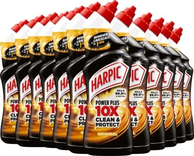 Harpic Powerplus Toilet Cleaning Gel, Original Scent, Pack 12 x 750 ml, Removes Limescale, Kills 99.9% of Bacteria, Powerful Deep Clean Toilet Cleaner, toilet freshener