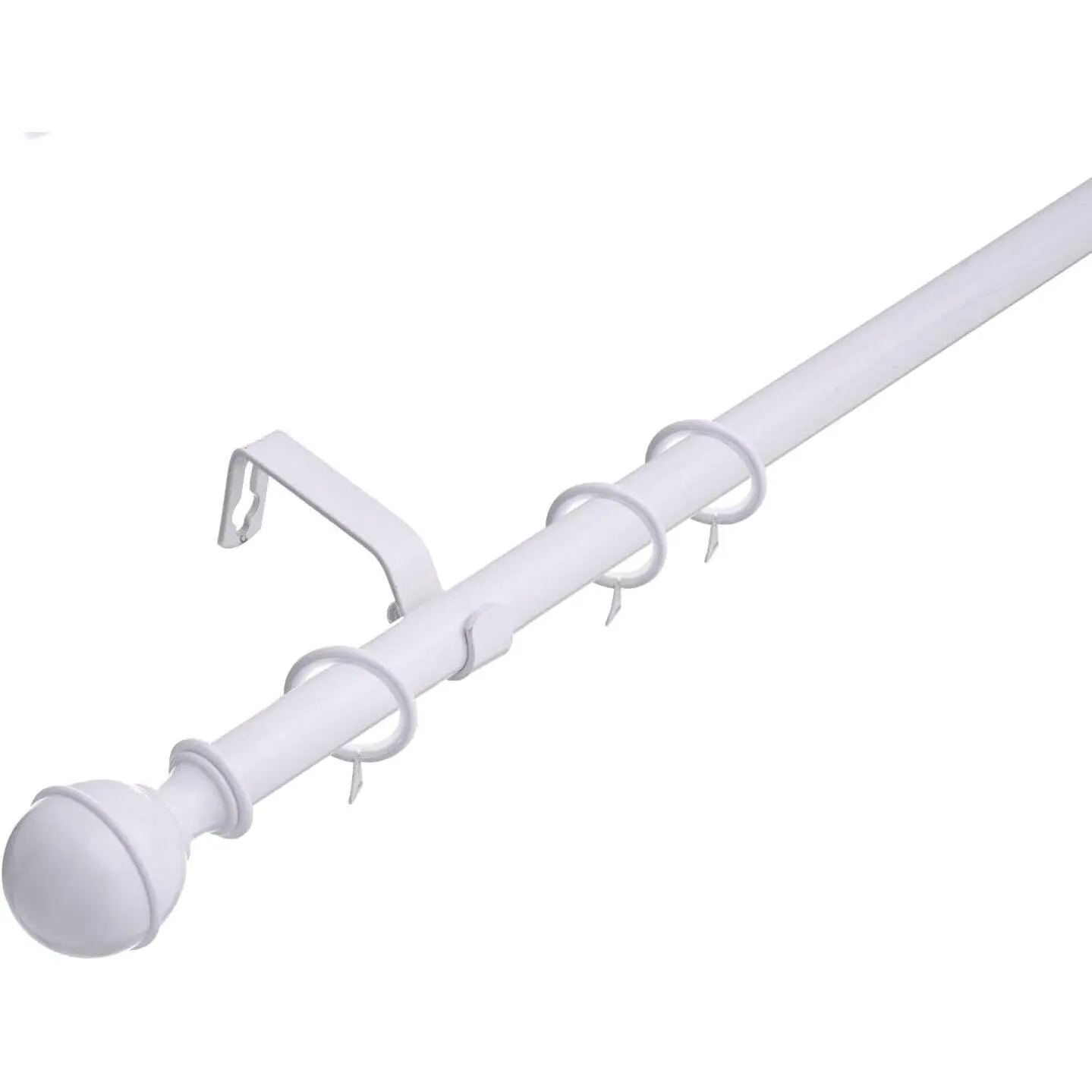 19mm White Ball Finial Extendable Metal Curtain Pole Rods