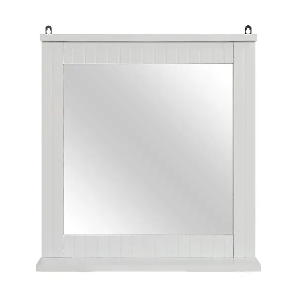 Yorkshire Homeware Wall-Mounted Mirror, Bathroom Mirror with Shelf, Hanging Vanity Mirror, Home Office Living Room Finish 2