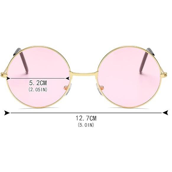 ECOVEND 2 PCS Hippy Specs Sunglasses - Metal Round Frame Circle Retro Glasses Vintage Disco Fancy Dress Colored Lens Festival Sunglasses 1