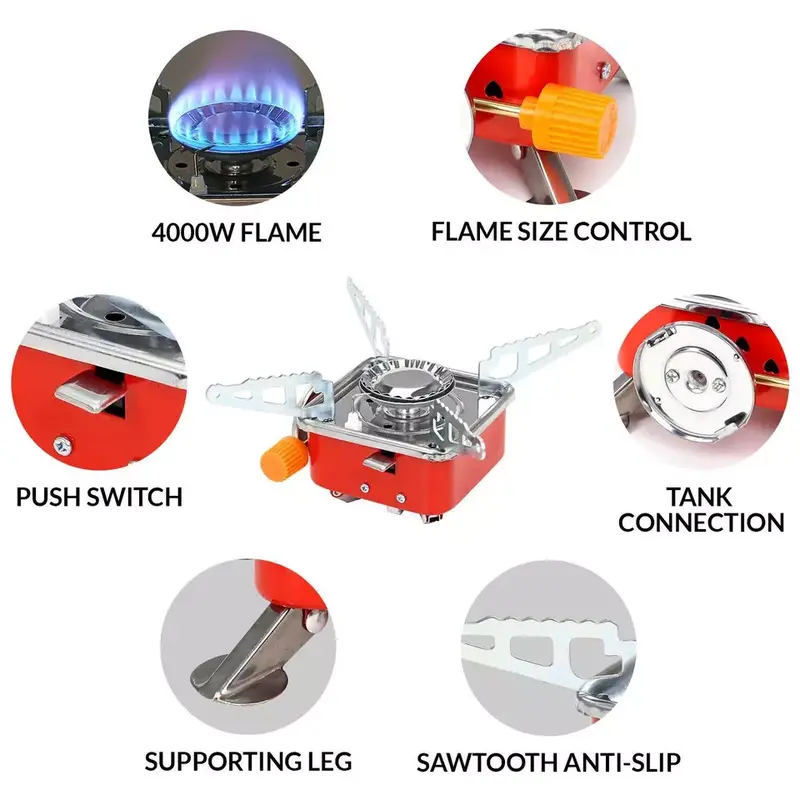 Outdoor Picnic Gas Burner Camping Hiking Fishing Mini Butane Stove Cooker 5