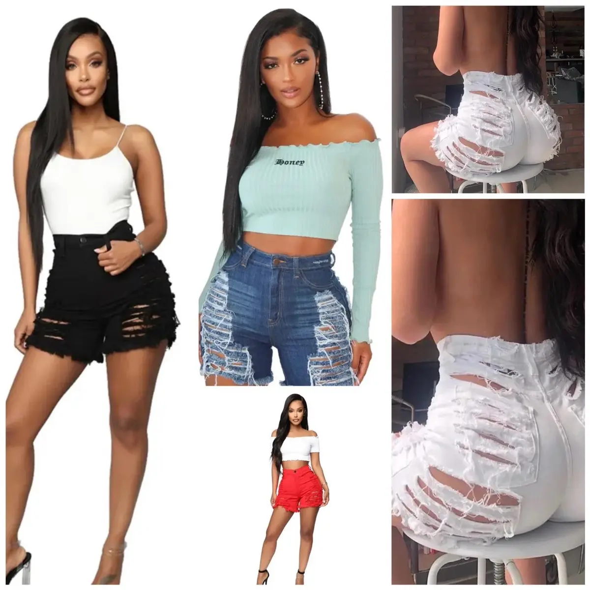 Women sexy high waisted short summer cut out bottom short jeans plain low  Bottom Lady Comfort low waist jeans Comfortable Denim Womenswear