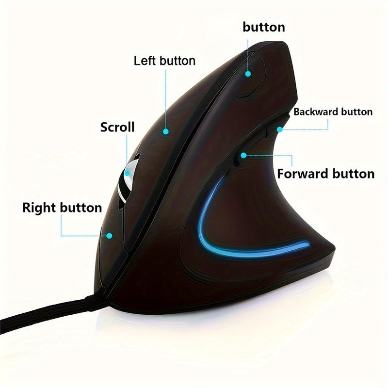 Optical Wired Vertical Mouse for Right-Handed PC Gamers with Glitter Embellishment 3