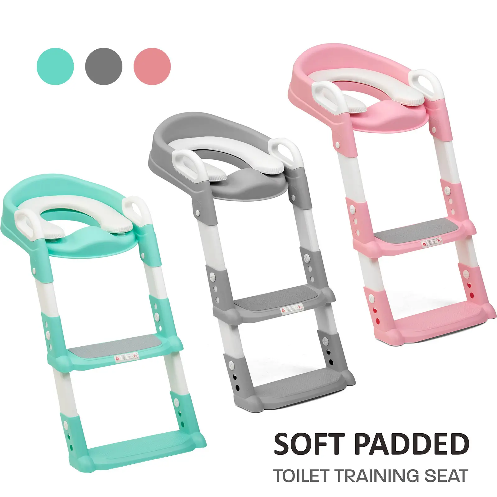 Foldable Toddler Urinal Chair with Step Ladder - Children Potty Training Toilet Seat (Grey, Sea Green, Pink)
