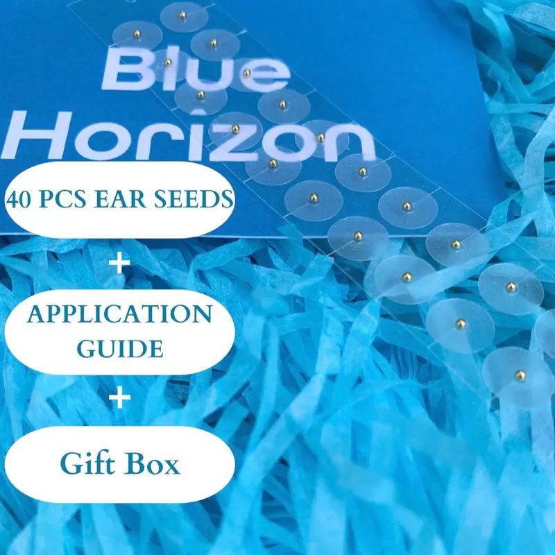 Blue Horizon 40 Piece Value Bundle Silver or Gold Plated Acupressure Ear Seed Kit- Perfect letterbox gift for well-being 2