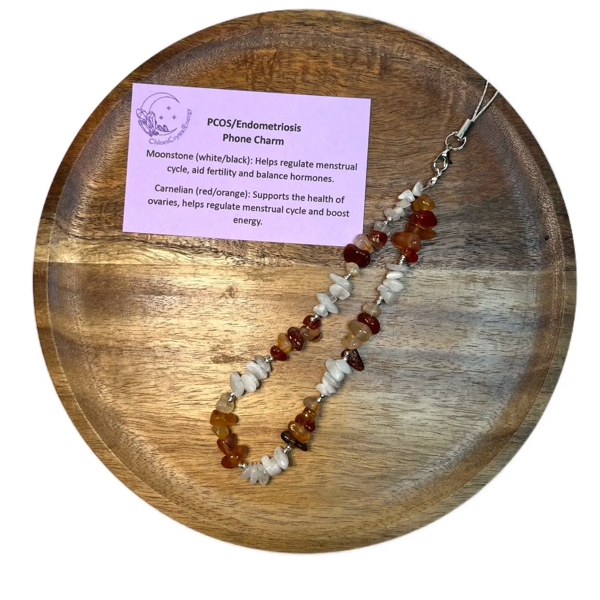 Handmade PCOS/Endometriosis Crystal Phone Charm with Gift Bag for Smartphones - Cellphone