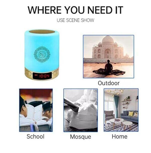 LED Portable Bluetooth Quran Speaker Touch Lamp With Azan Set, App Smart Control 2