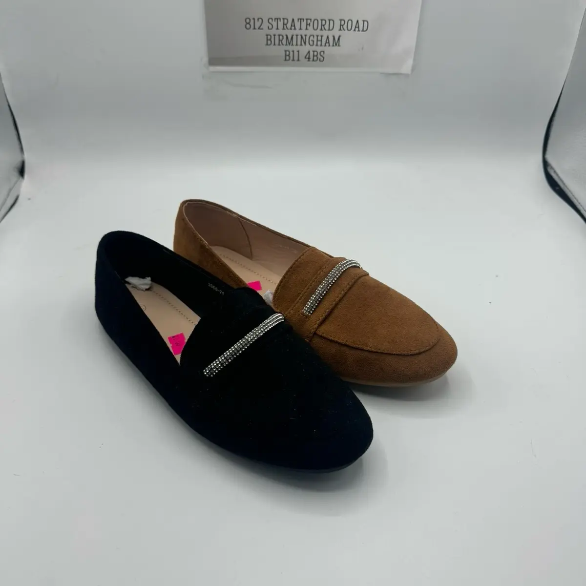 Ladies Flat Black Brown Diamonte Lightweight Summer Winter Dolly Shoe Suede