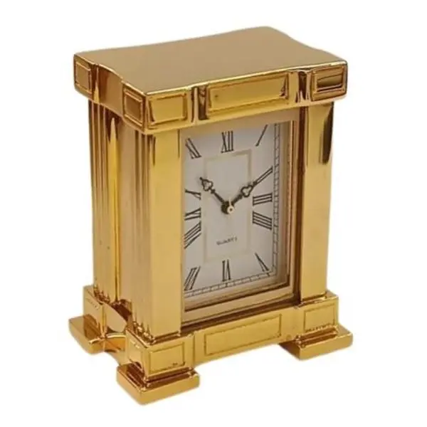 Miniature Clock Rectangle French Mantel Gold Polished Solid Brass IMP38 - CLEARANCE NEEDS RE-BATTERY