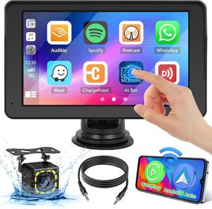 【UK SELLER Delivered with in 48H】7" Portable Wireless Car Stereo for Apple Carplay &  Auto Screen, HD TouchScreen  Auto for Cars, Car ScreenCarplay, Car Radio Receiver with BT, FM,AUX, Back to School Supplies car playscreen dash camera