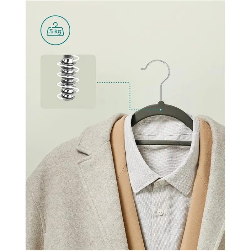 SONGMICS Velvet Hangers, Set of 20 Clothes Coat Hangers, Non-Slip, with Tie Bar and 360° Swivel Hook, Space-Saving, 0.6 cm Thick, 43.5 cm Long, for Dresses Trousers 2