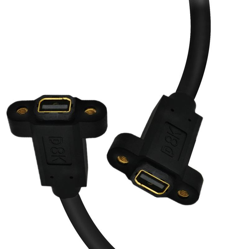 8K Mini DisplayPort 1.4 Female Panel Mount toFemale Panel Mount Extension Cable 30cm 1