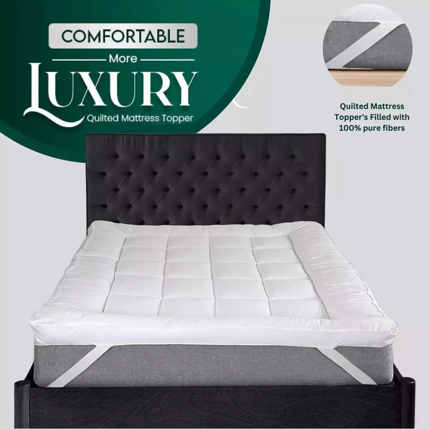 Extra Thick Mattress Topper 10cm Deep Hotel Quality Thickness With Elasticized Corners | Soft & Comfy Box Stitched Hotel Quality Breathable Noiseless Washable Anti Slip Fluffy Mattress Topper Supersoft Heavy Fill-Stitched cloud mattresstopper Uk
