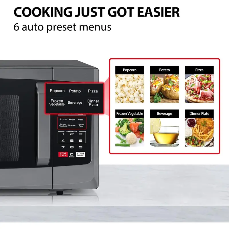 800w 23L Microwave Oven with Digital Display, Auto Defrost, One-touch Express Cook with 6 Pre-Programmed Auto Cook, and Easy Clean - Black - ML-EM23P(BS) 2