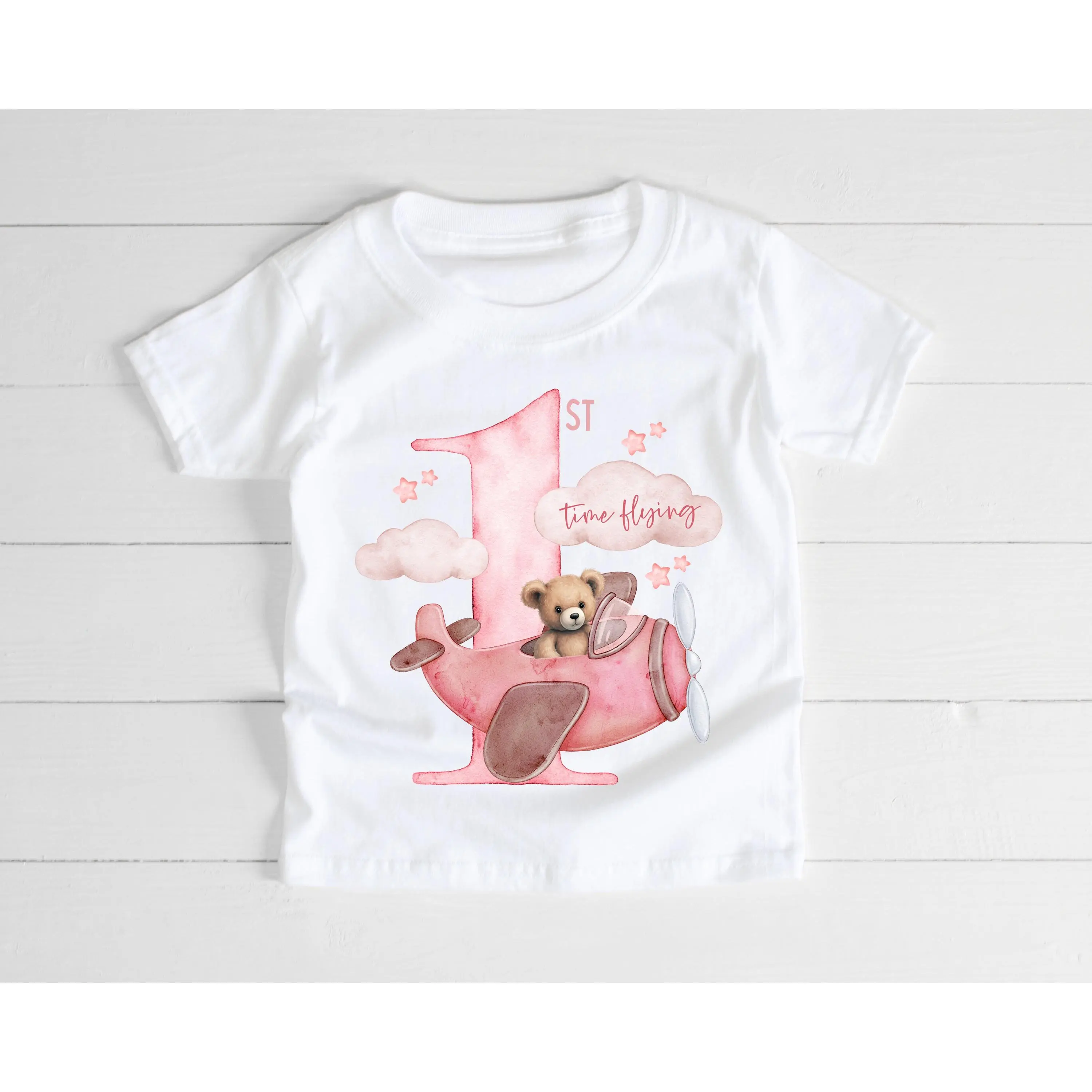 Girls Pink First Time Flyer T-Shirt, Baby Vest or Sleepsuit / Girls Airport Holiday Outfit / My First Time on an Aeroplane