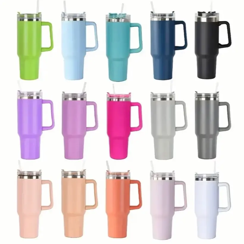40oz Tumbler Cup with Stainless Steel Straw, Straw Cap, Insulated, Odourless, BPA Free, Keep Hot & Cold Water, Coffee, Tea, Beverage Cups For Home, Office, Car, Travel, Smart Sport Drinkware Flasks, Durable, Portable Bottled, TikTok Viral Drinkware Bottle