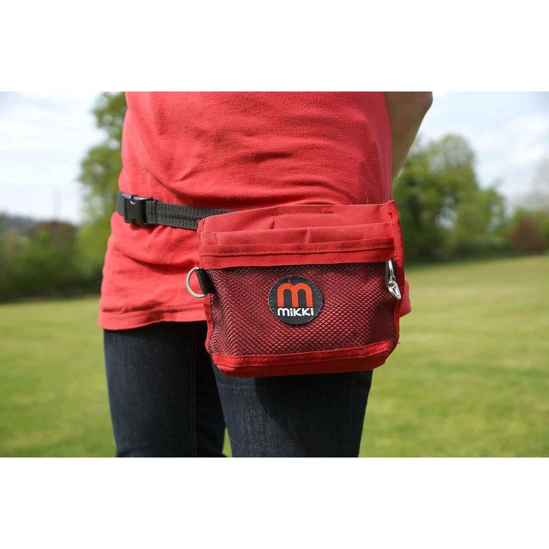 Mikki Dog and Puppy Deluxe Training Treat Bag Pouch - Adjustable Waist Belt Shoulder Strap,Red and Black 6
