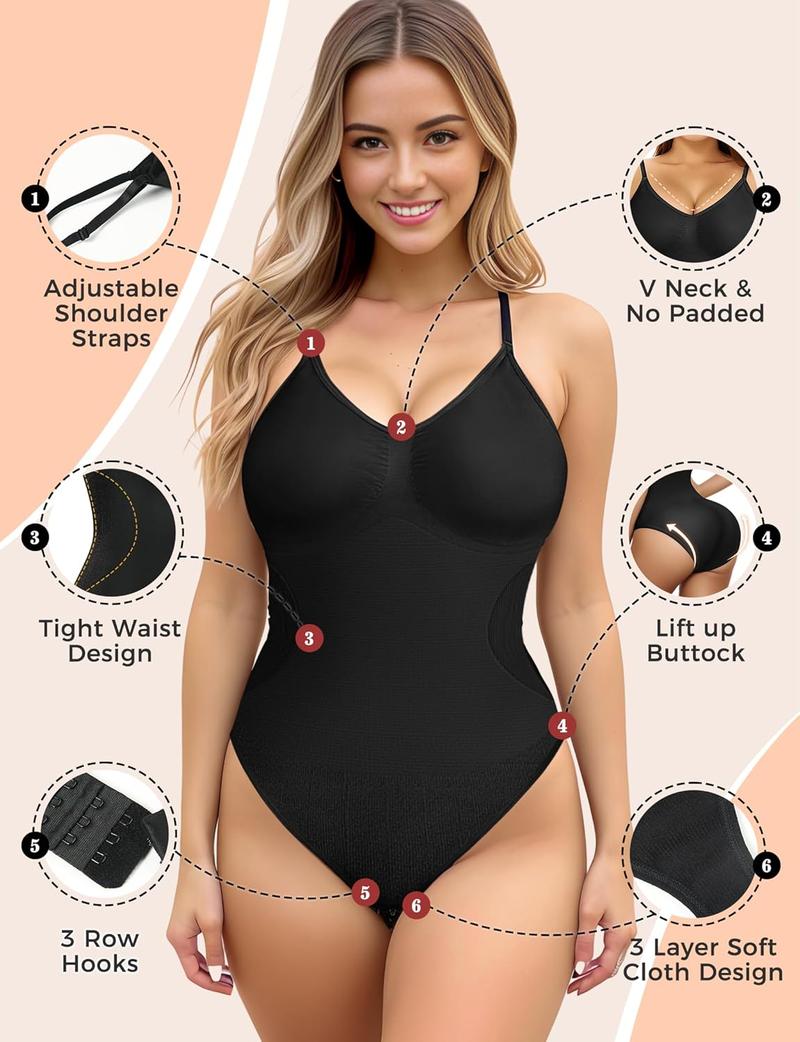 Product Introduction of Bodysuits for Women, Womens Shaping Bodysuits, Shapewear Body suit for Women, V Neck Sleeveless Workout Tops for Women Clothing 5