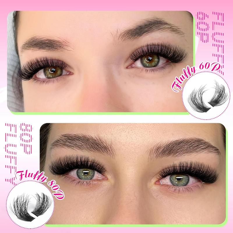 Fluffy Individual Eyelashes Kit 280Pcs   DIY  Extension Kit with  Bond and Seal  Glue and Tweezers - Makeup, Cosmetic Eyelash Extensions Eyelashes Extensions cluster lashes 4
