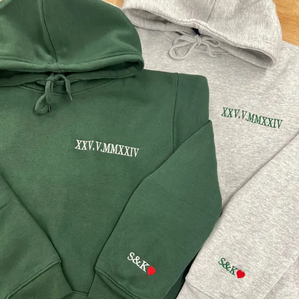 Hoodie Roman Numerals Letters Personalised Embroidered