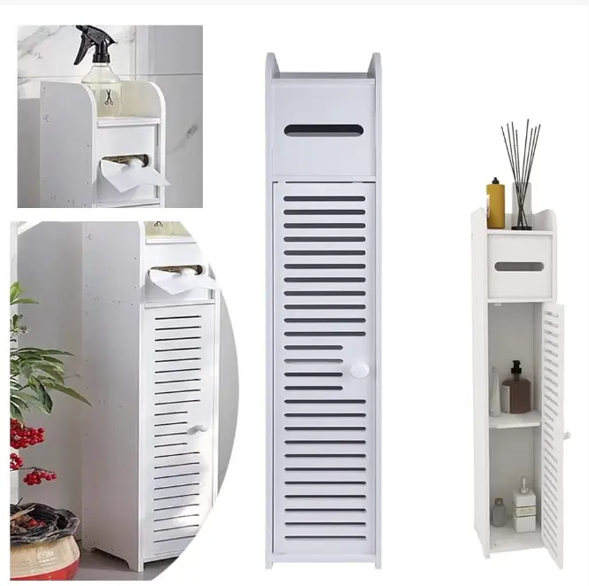 Wood Bathroom Storage Cabinet Toilet Paper Roll Holder Free Standing Organizer Racks Decorative
