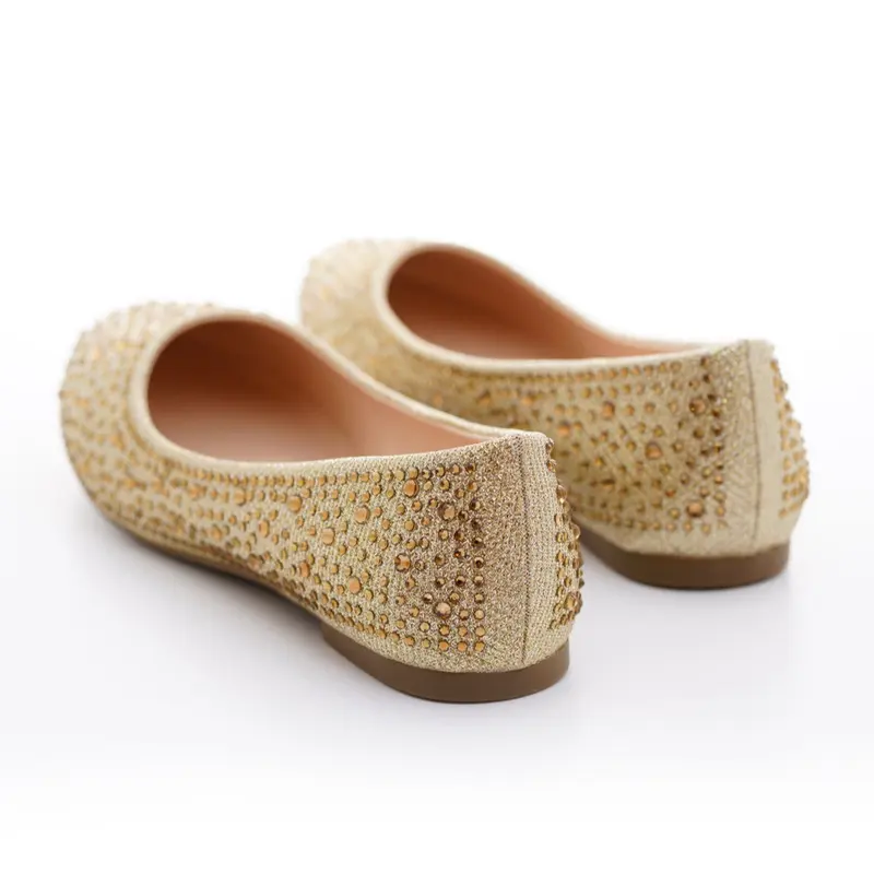 DAISY GOLD Diamante Embelished Flat Court Shoes 3