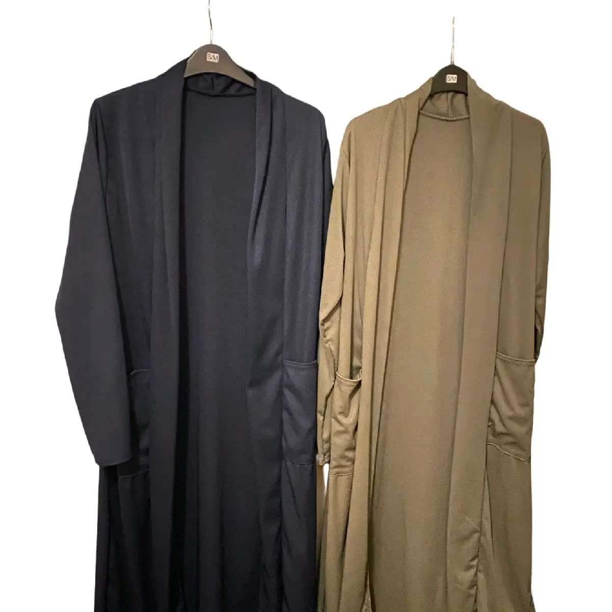 WOMENS LONG OPEN CARDIGAN RIB STRETCHY LONG SLEEVE WITH POCKET