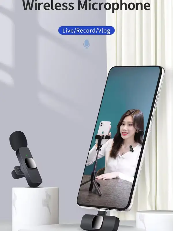 Portable K9 Wireless Lapel Microphone Professional Podcast multimedia HD Rechargeable microphone for Iphone Android 5
