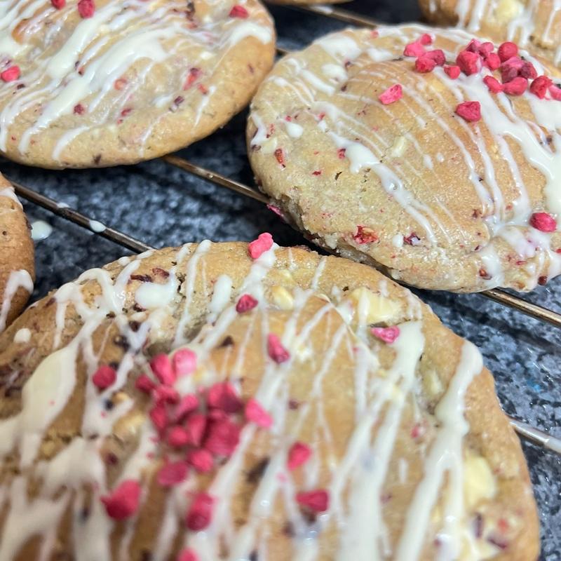 White chocolate and Raspberry NYC Style Cookies 3