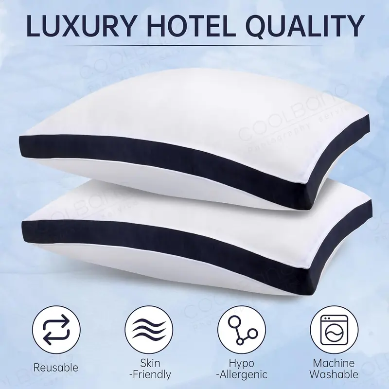 MH Traders Luxury Pillow for Side/Back Sleepers - 2 Pack Ultrabounce Hotel Pillows for Neck and Shoulder Pain Relief - Hypoallergenic Bed Pillows - 50x75cm 4