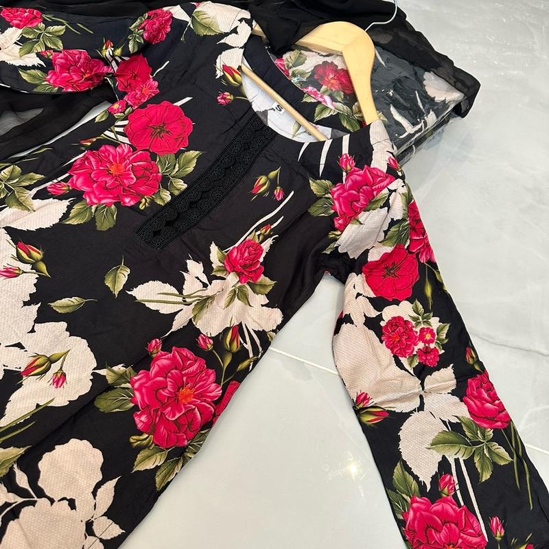 Floral linen Hit design Pakistani 3pc suit 2