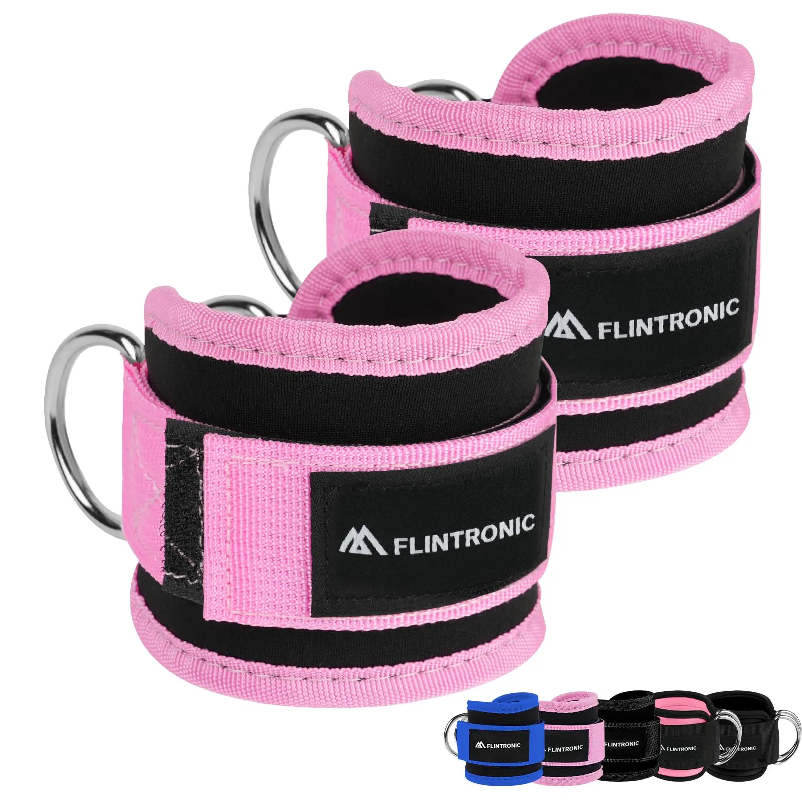 Ankle Straps for Cable Machine, Gym Cuffs with Double Stainless Steel D-Ring, Gym Ankle Cuff with Adjustable Neoprene Velcro, Muscle Shaping for Men and Women