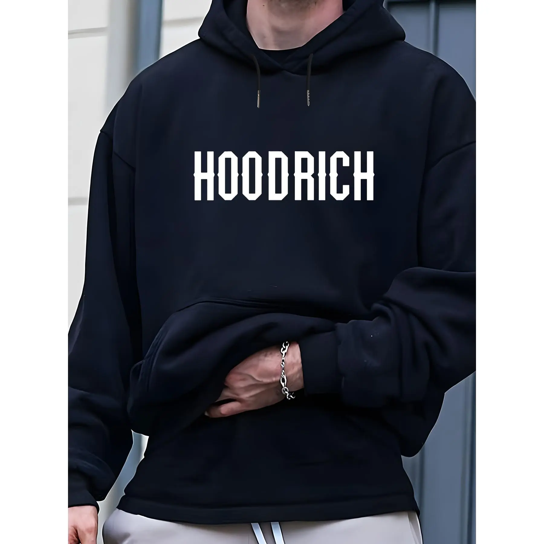 Hoodrich Print Men's Pullover Long Sleeve Hooded Sweatshirt Loose Casual Top For Autumn Winter Men's Clothing As Gifts Leisure Holiday Hoodie