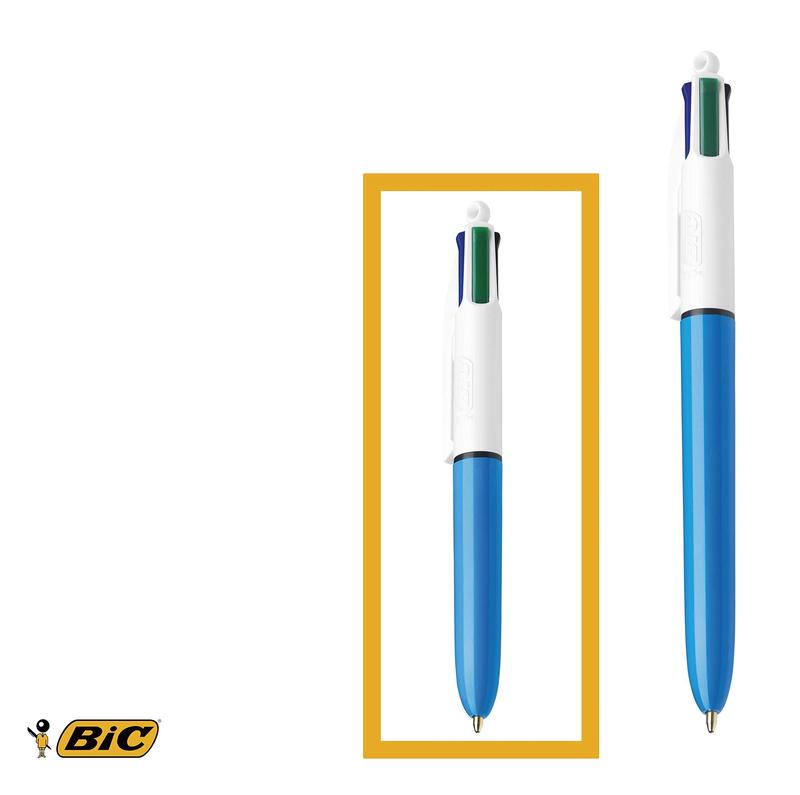 BIC 4 Colours Family Pen Pack of Retractable Ballpoint Pens with Four Ink Colours, Set of 4 (2 Mini, 2 Original) 4