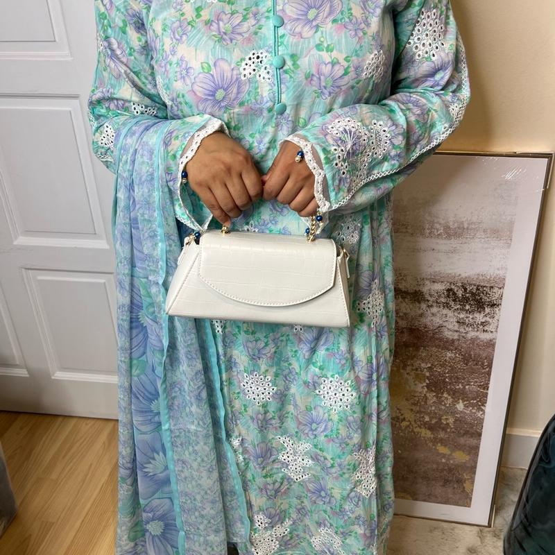Chikankari Elegance 3 Piece Lawn Suit with Pastel Floral Print, Soft Fabric, and Matching Trousers Dupatta Embroidery Overalls Elegant Fit regular sleeve chic multicoloured casual 2