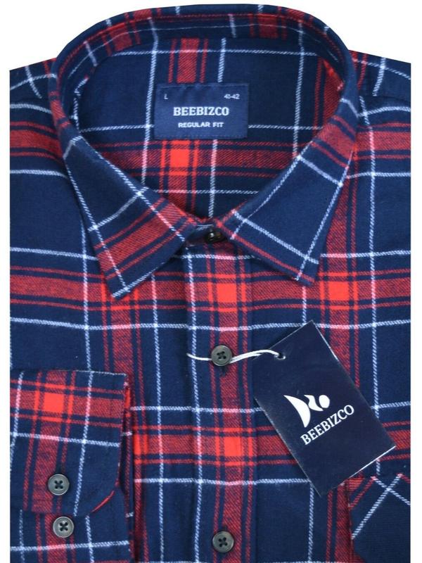 Beebizco Plaid Flannel Shirt Lumberjack Yarn Dyed Check Brushed 100% Cotton Menswear Checkered Checkered 8