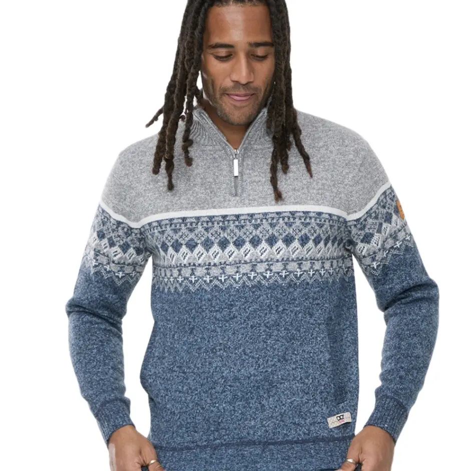 D555 Duke Men's Fairisle Knitted Jumper with 1/4 Zip and Lining - Knitwear for Men - Menswear