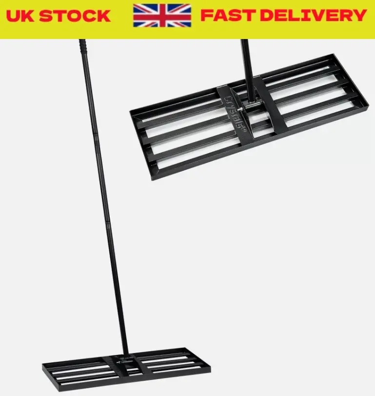 Lawn Leveling Rake 30"x10" Level Lawn Tool with 75" Steel Extended Handle -Black