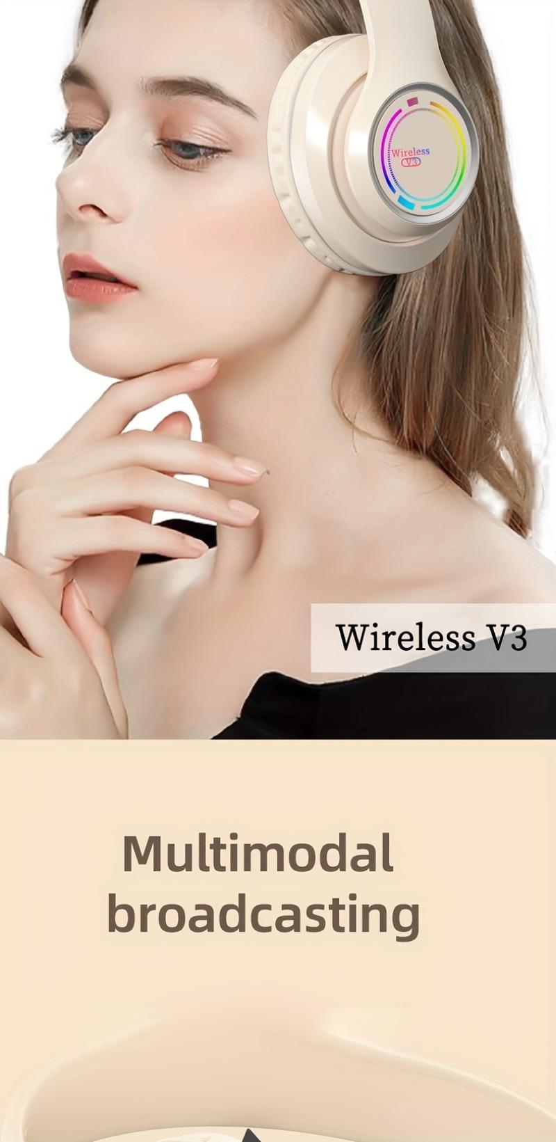 Product Introduction of Glowing Wireless Headphones with Multi-Color LED Lights, Comfortable And Foldable Design, Suitable for Tablets, Pcs, Tvs, And Phones. A Popular Choice for Birthday Travel Gifts, These Over-Ear Wireless Headphones Are Perfect for Any Occasion. 7