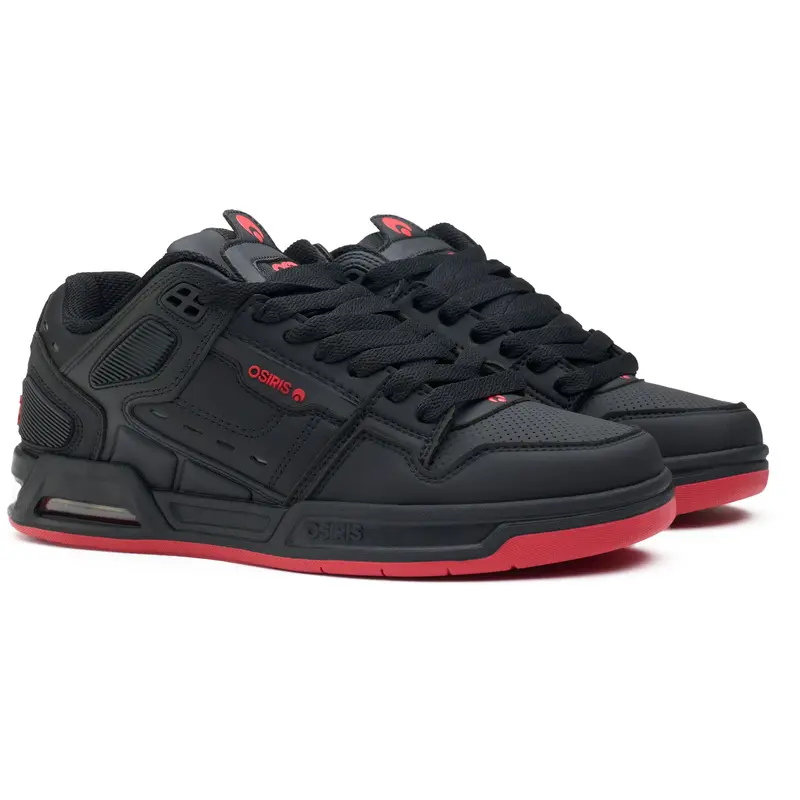 Osiris Peril Trainers - Black Red Leather Skate Trainers 1
