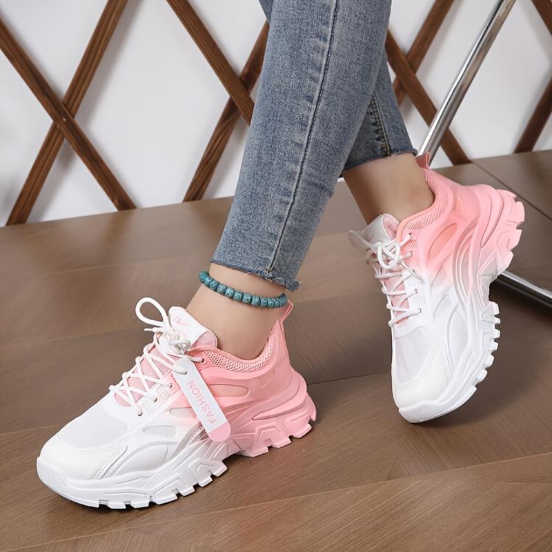 Product Introduction of Women's Gradient Chunky Sneakers, Fashion Lace Up Low Top Running Trainers, All-Match Sports Shoes 3