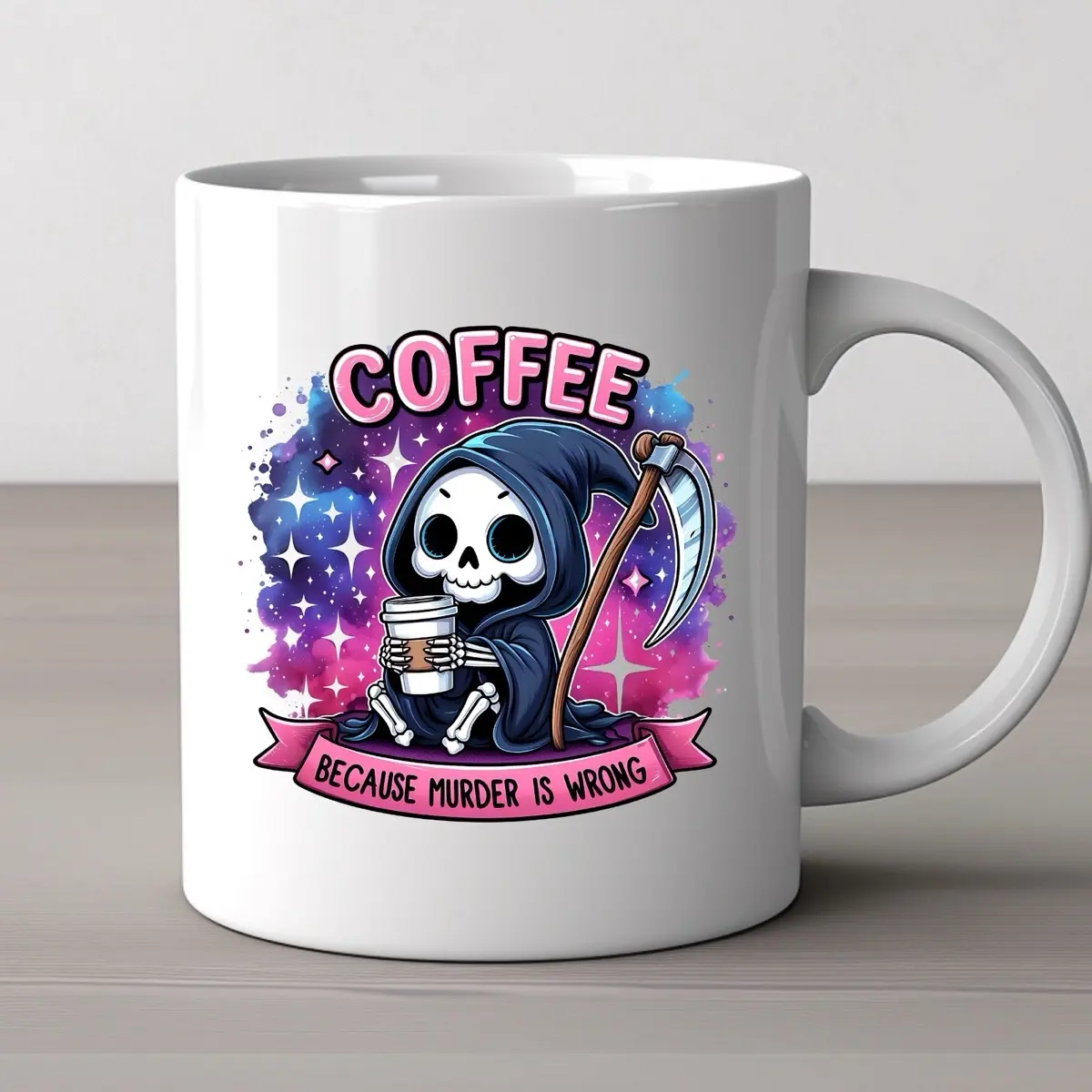 Coffee because murder is wrong mug, funny mug mean