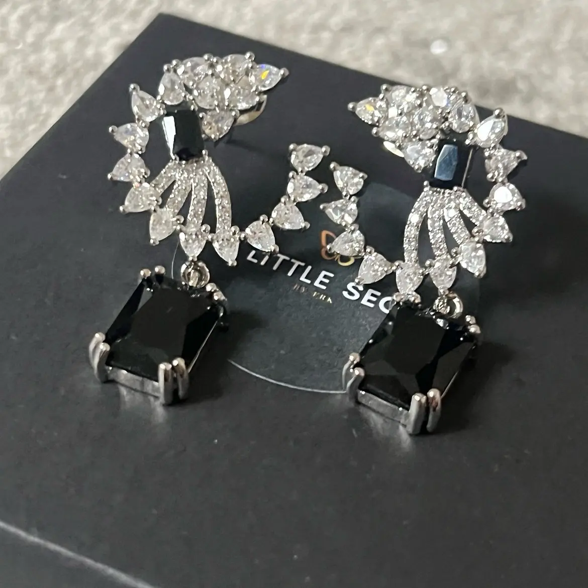Black Drop Earrings with Stunning Crystal from My Little Secret by FRK