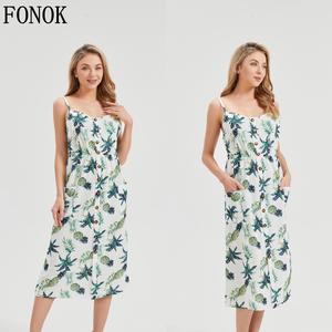 FONOK 2025 new women's holiday dress, casual halter dress, versatile summer travel