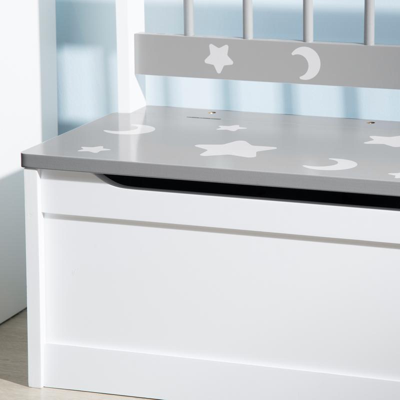 Product Introduction of 2 In 1 Wooden Toy Box, Kids Storage Bench, Toy Chest with Safety Rod - Grey 10