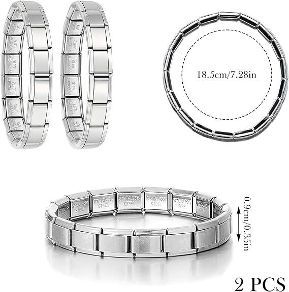 Italian Charm Bracelet- 2 PCS 9mm  DIFFERENT COLOURS Nomination Bracelets, unisex Nomination Bracelet, Stainless Steel Elastic Bracelet, Personalized Titanium Steel Bracelet, Gift For Friends gifts nomination  bracelets kandi  bracelet di  bracelet 2