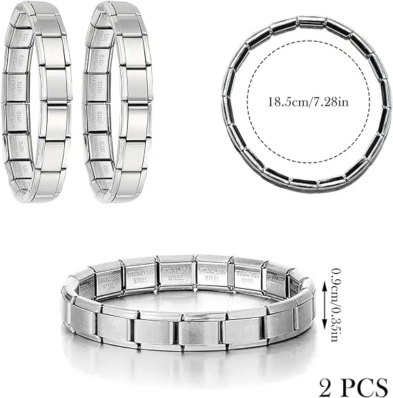 Italian Charm Bracelet- 2 PCS 9mm  DIFFERENT COLOURS Nomination Bracelets, unisex Nomination Bracelet, Stainless Steel Elastic Bracelet, Personalized Titanium Steel Bracelet, Gift For Friends gifts nomination  bracelets kandi  bracelet di  bracelet 2