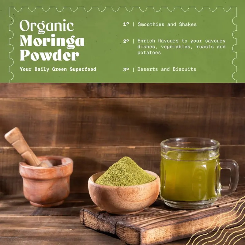 Organic Moringa Oleifera Leaf Powder For Tiredness, Immune System, Muscle Function, Fatigue - Premium Quality - 1kg. Bio, Natural and Pure. Leaves Picked from The Moringa Oleifera Plant. NaturaleBio 6