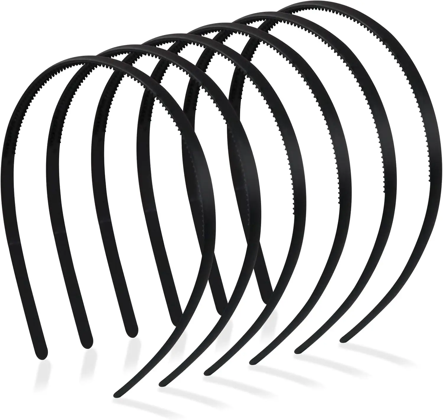 6 Pack Plastic Headband, 8mm Teeth Comb Headband, Black Non-slip Hair Hoop, Unisex Sport Fashion Hair Band Accessories for Women and