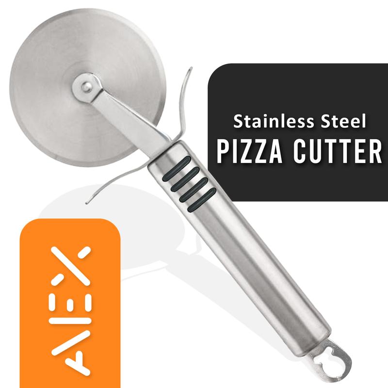 AEX Stainless Steel Pizza Cutter - Heavy Duty Kitchen Utensil Pasta Slicer Blade Thick Cheese Knives 6